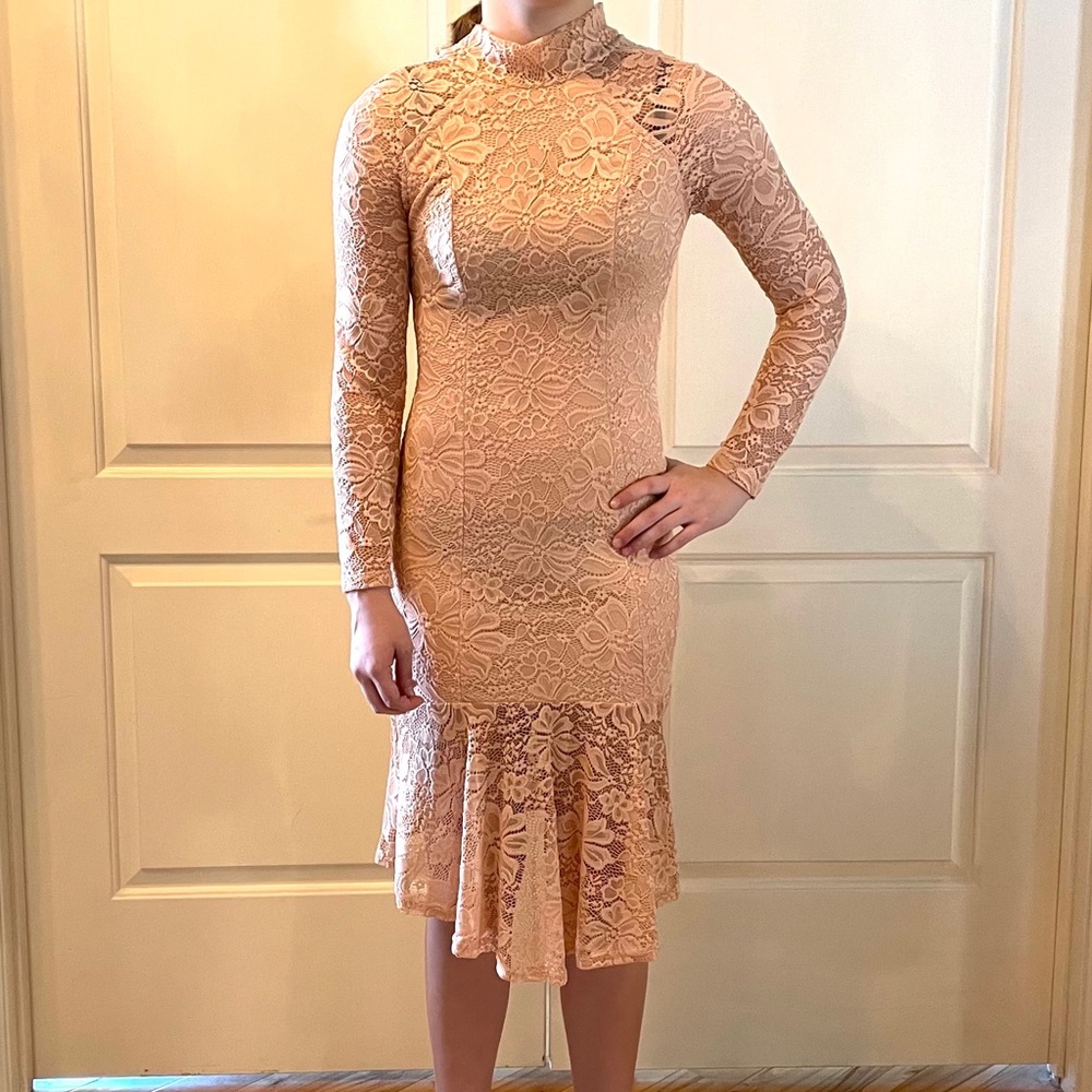 Venus lace uneven hem dress